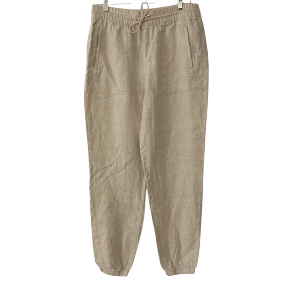 Athleta Tan Retreat Linen High Rise Jogger Pants size Medium Tall Style 851026 - Picture 2 of 12
